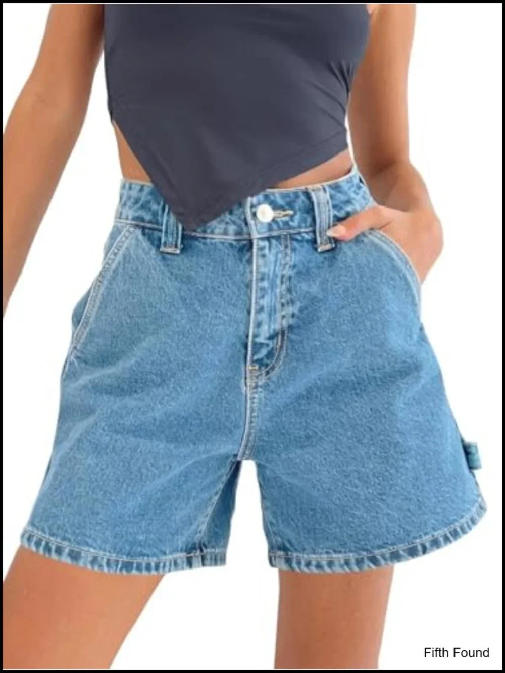 High Waisted Boxy Denim Shorts Summer Casual Button Down Baggy Jean Shorts with
